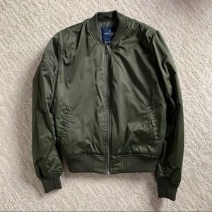 American Eagle Classic Olive Green Bomber Jacket